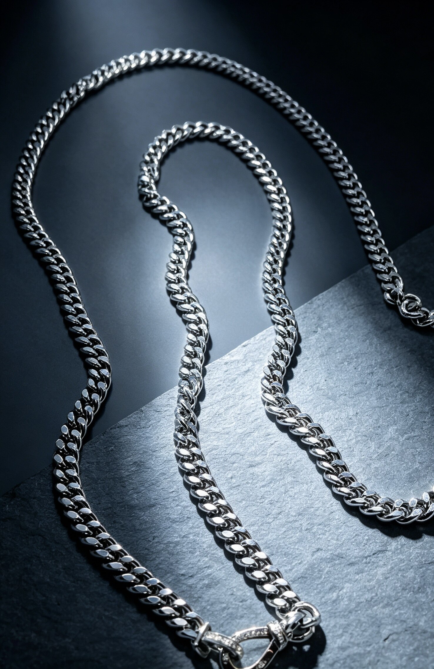 Lucky Lock Chain · 18K white Gold Diamond cuban necklance