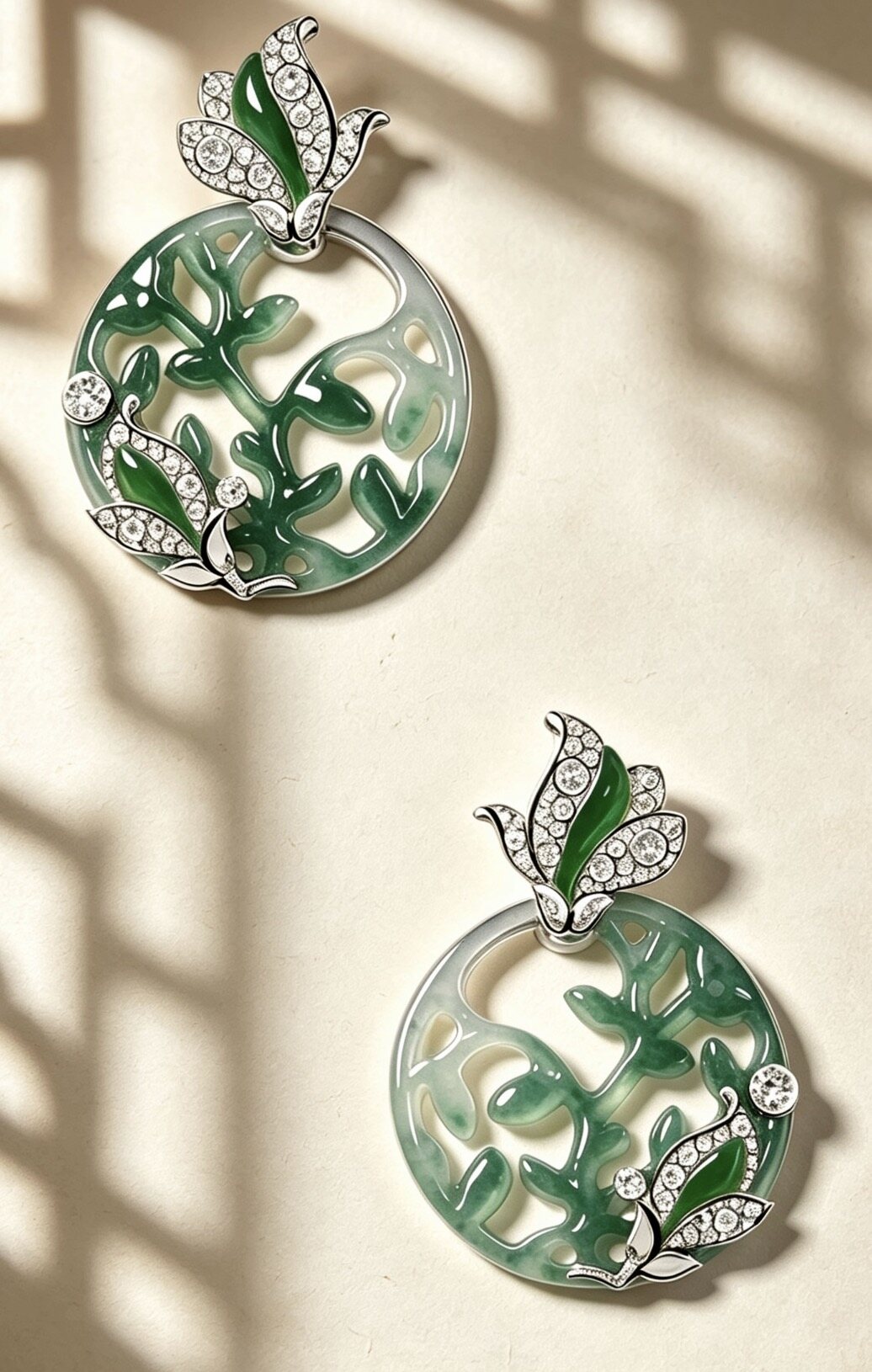 Window Shadow · Jade & Diamond Ear Studs