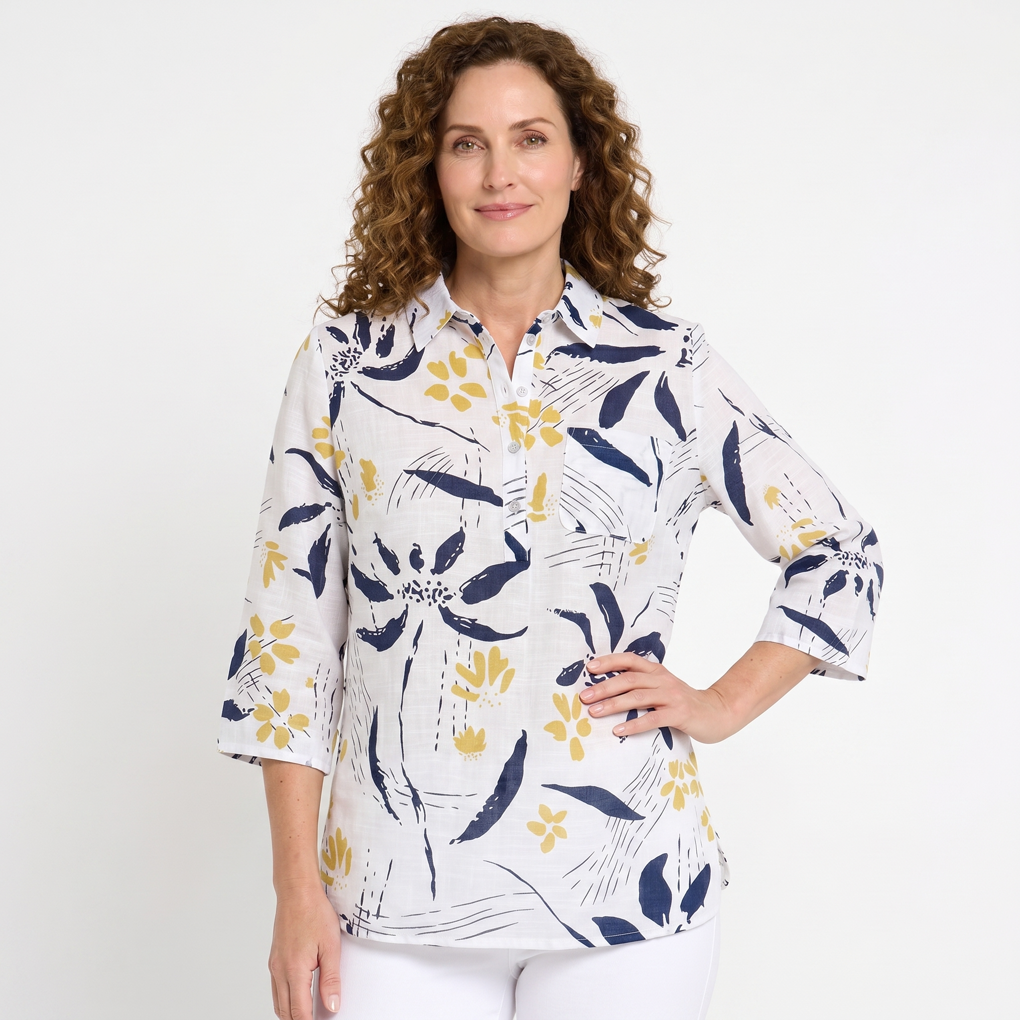 Tropical Floral Button-Up Shirt