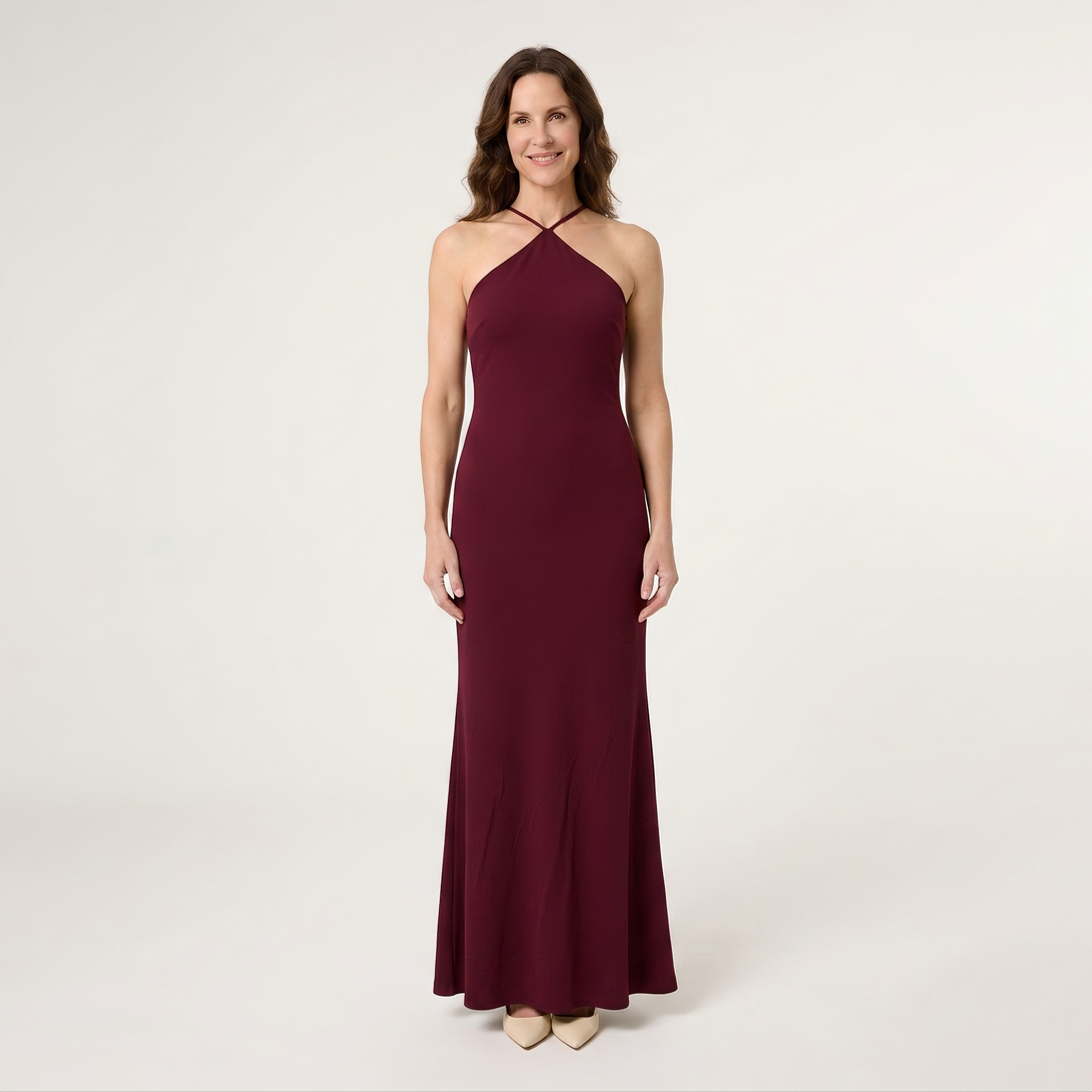 Burgundy Halter Maxi Gown