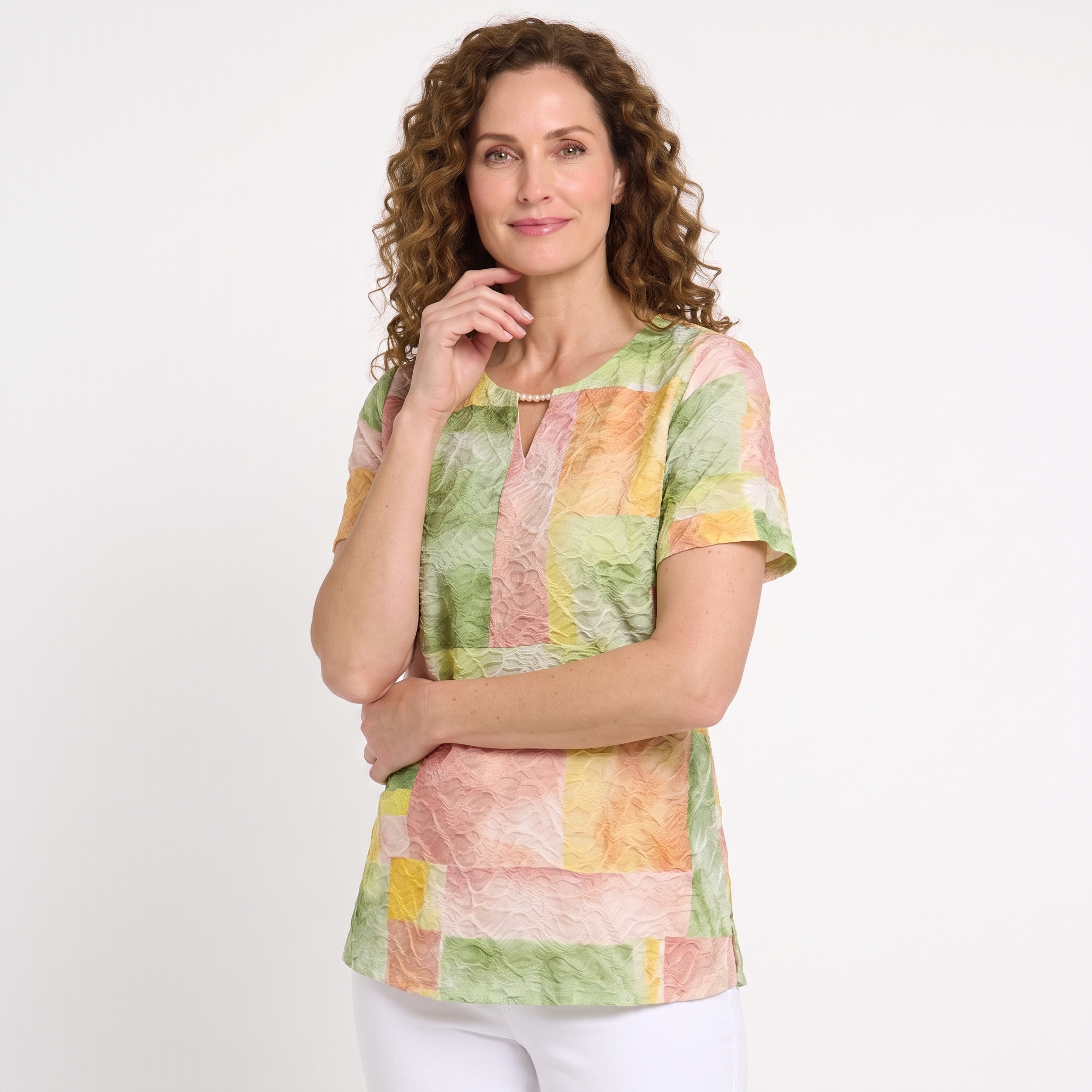 Pastel Patchwork Textured Top