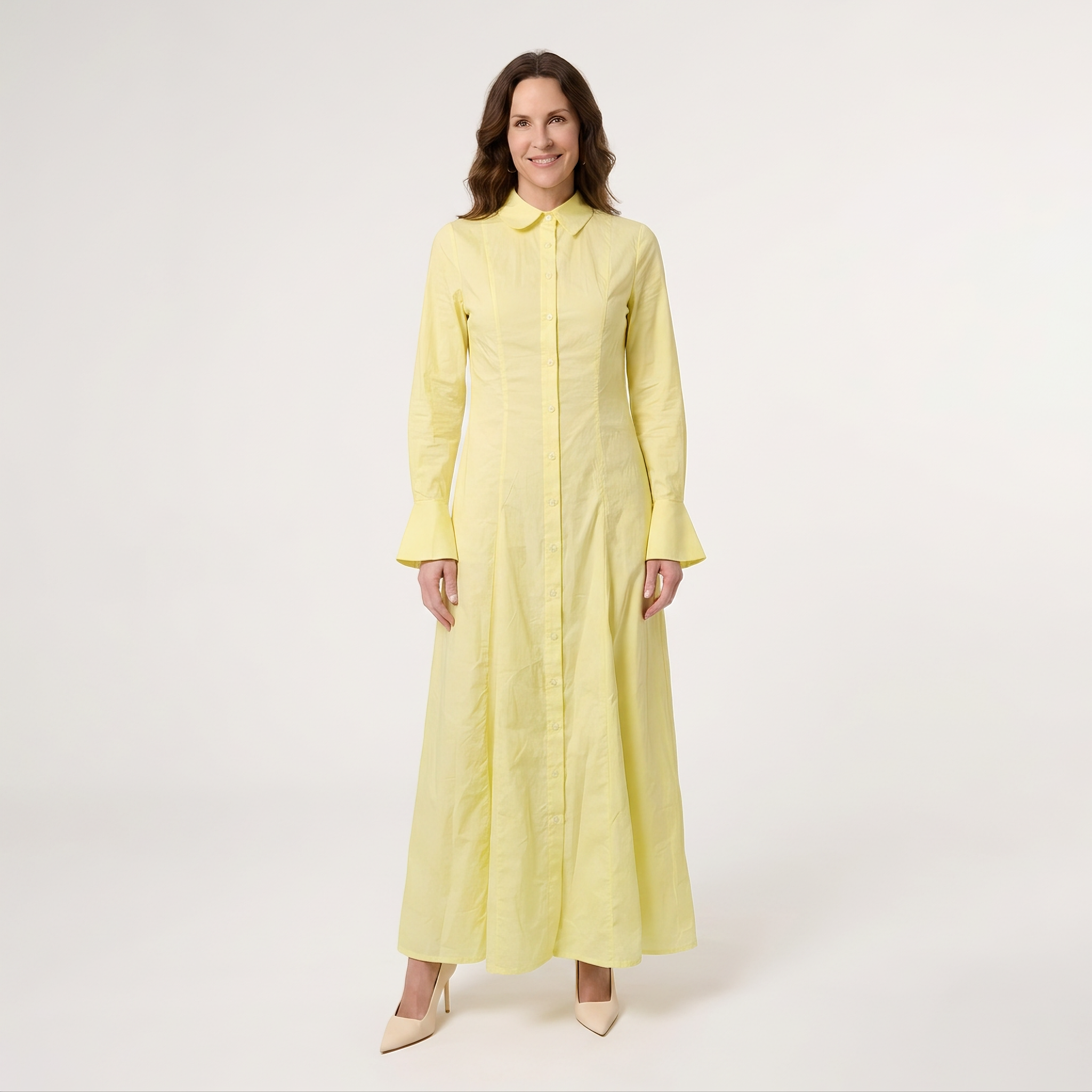 Lemon Button-Down Maxi Dress