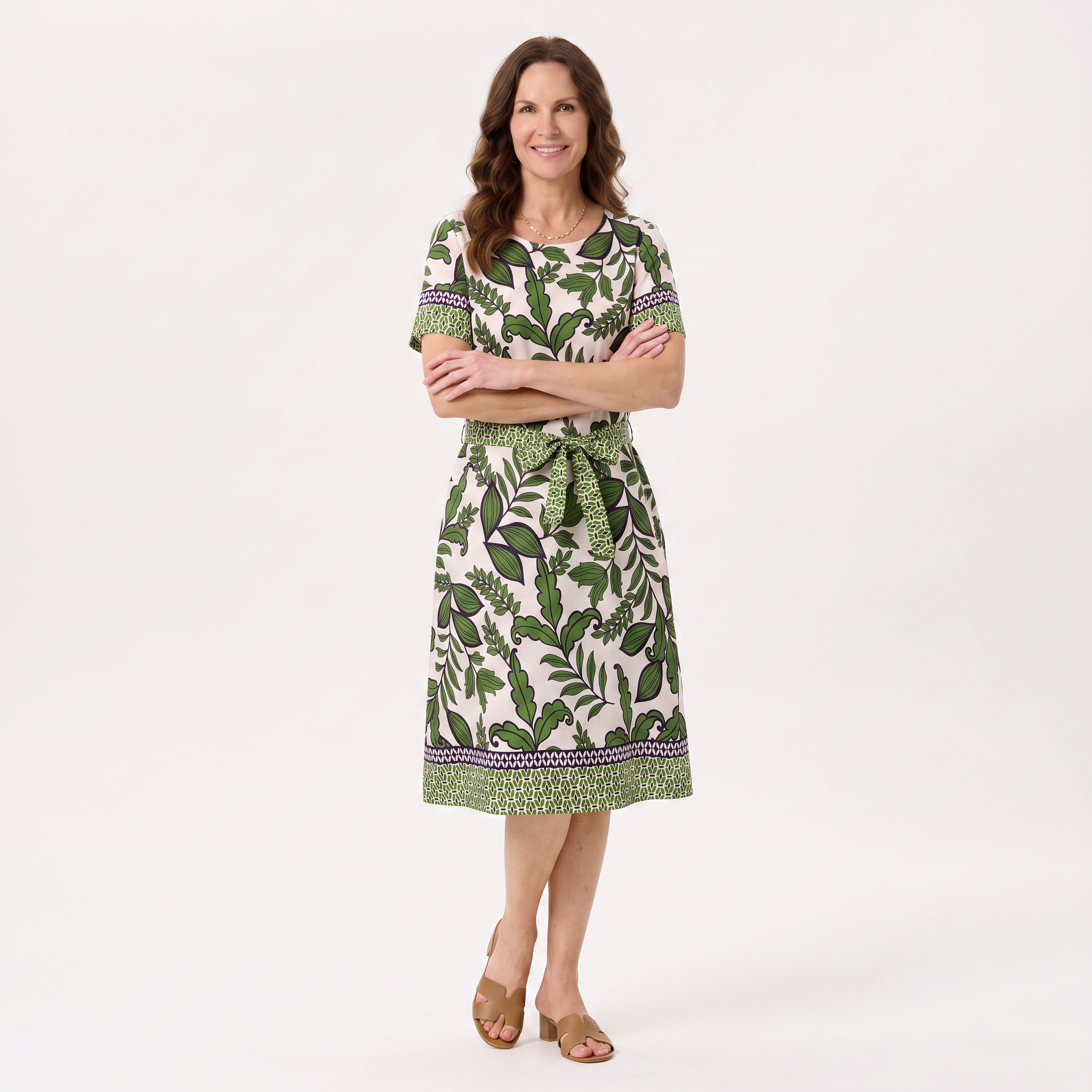 Garden Leaf Print Dress