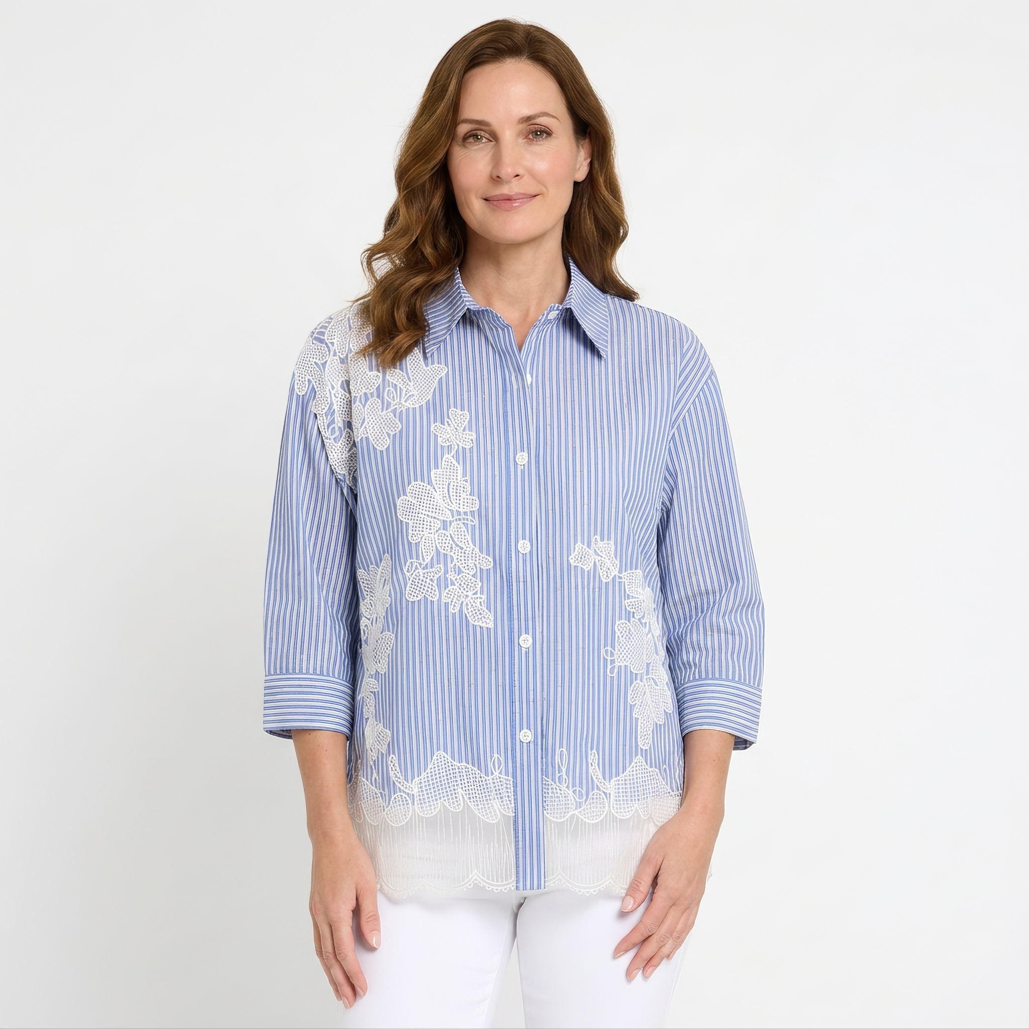 Blue Stripe Lace Shirt