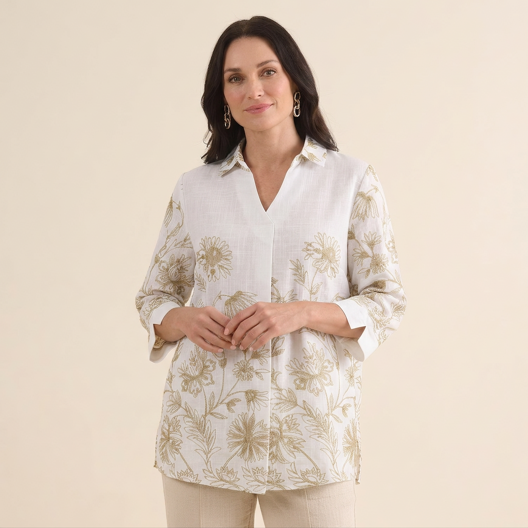Gold Embroidered Shirt Jacket