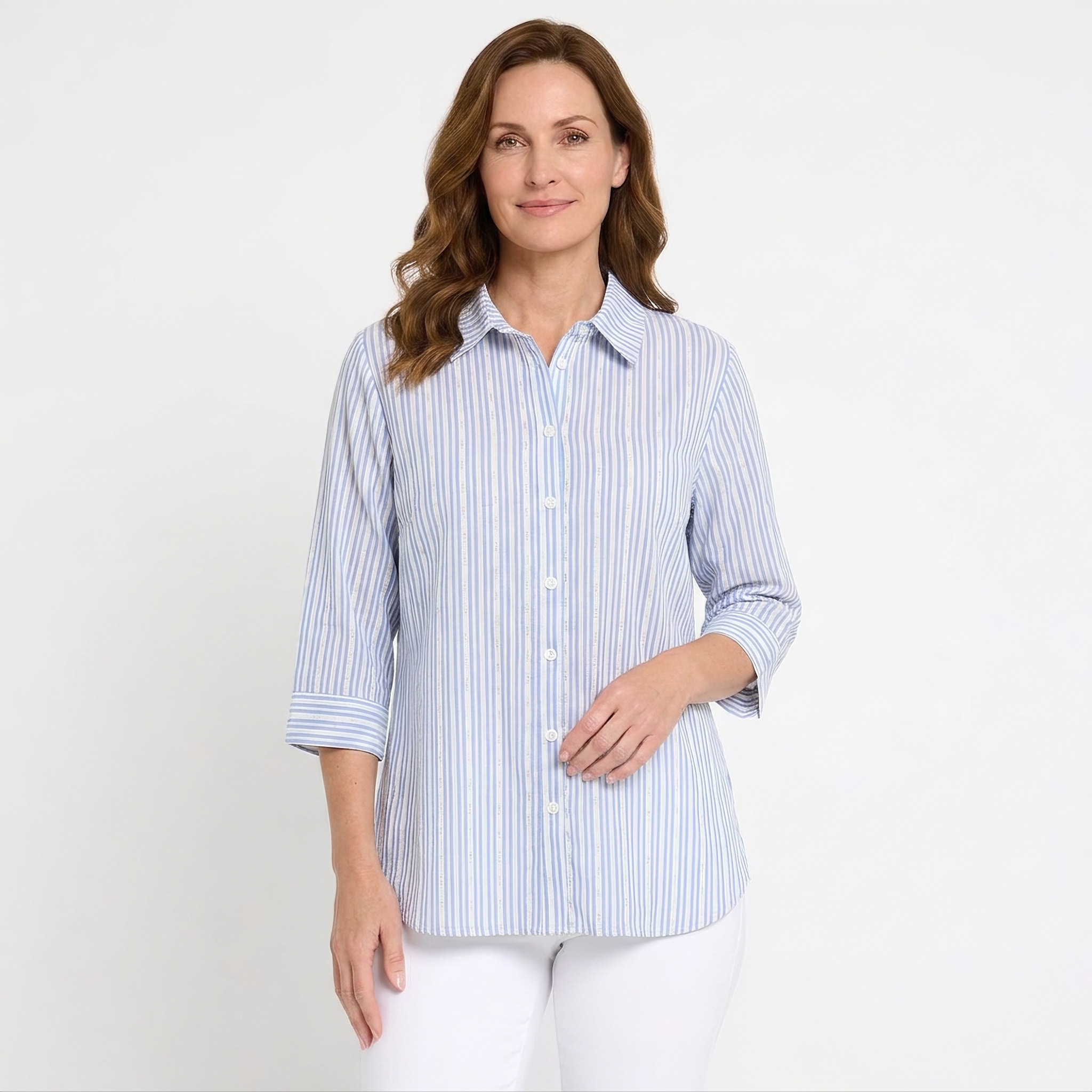 Blue Stripe Button-Up Shirt