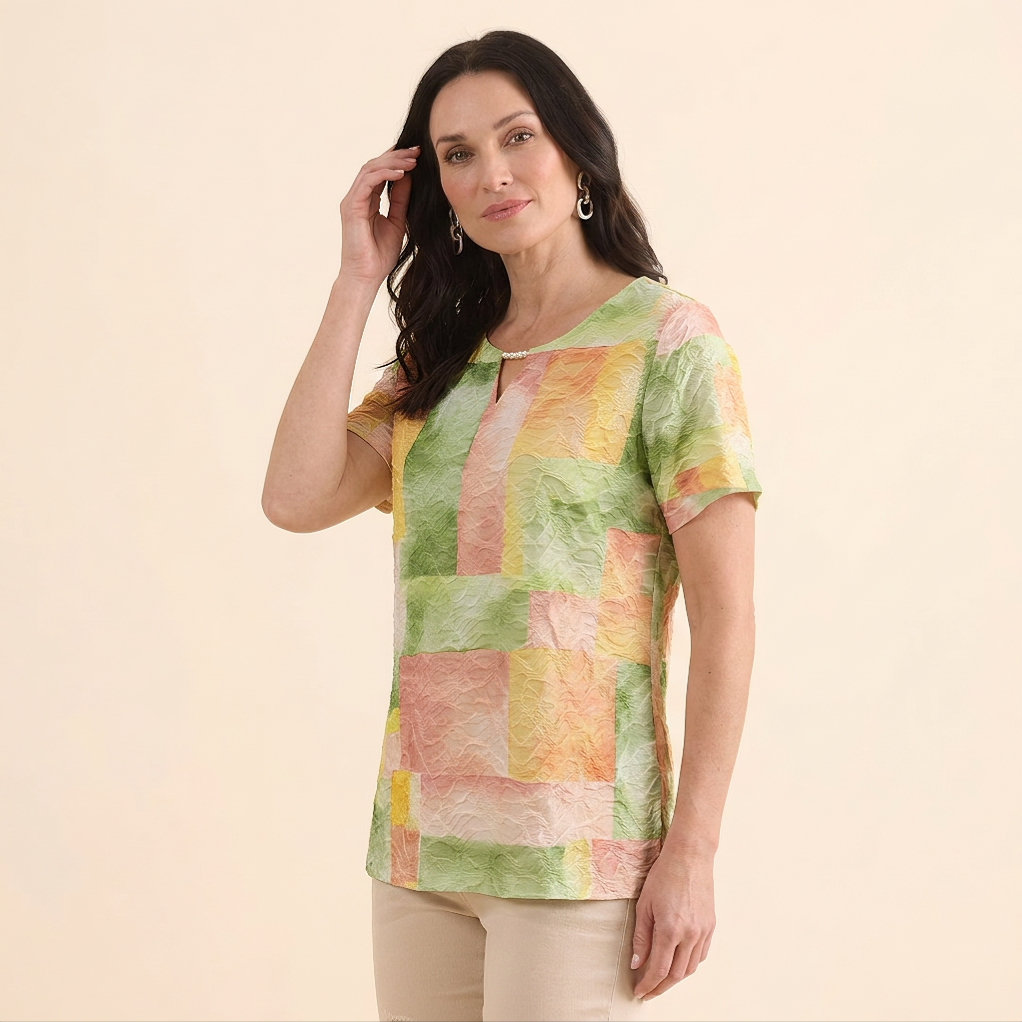 Pastel Patchwork Textured Top