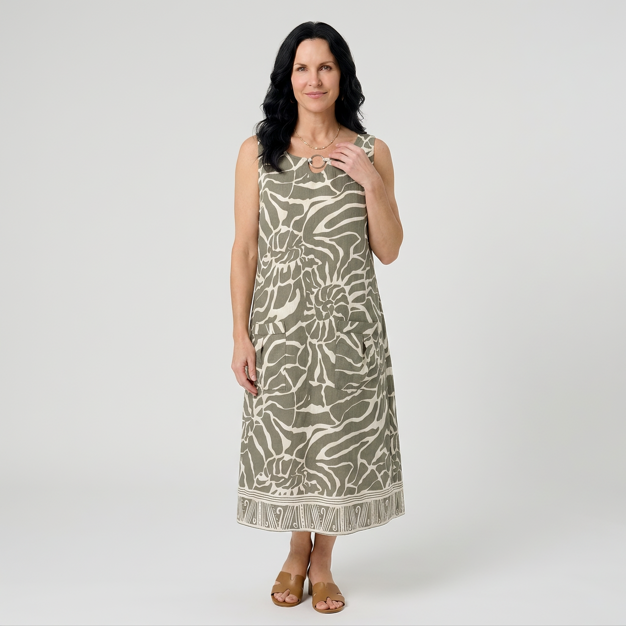 Sage Abstract Maxi Dress