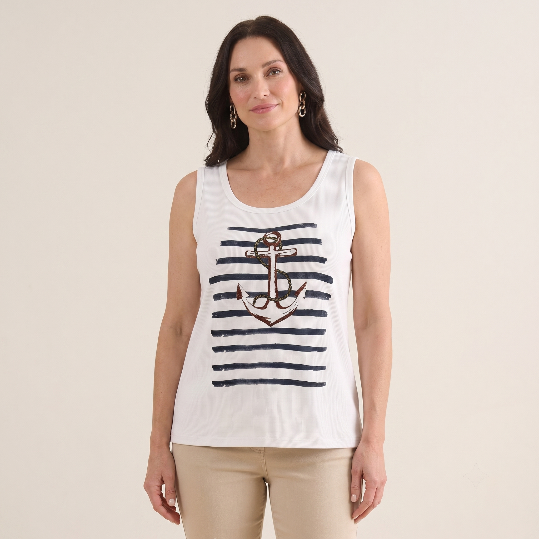 Nautical Anchor Ribbed Tank Top