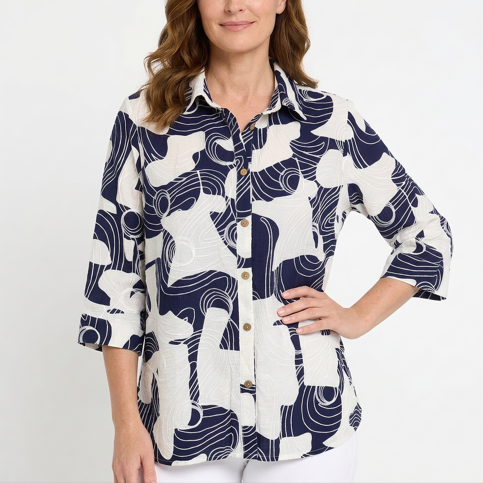 Navy Abstract Print Shirt