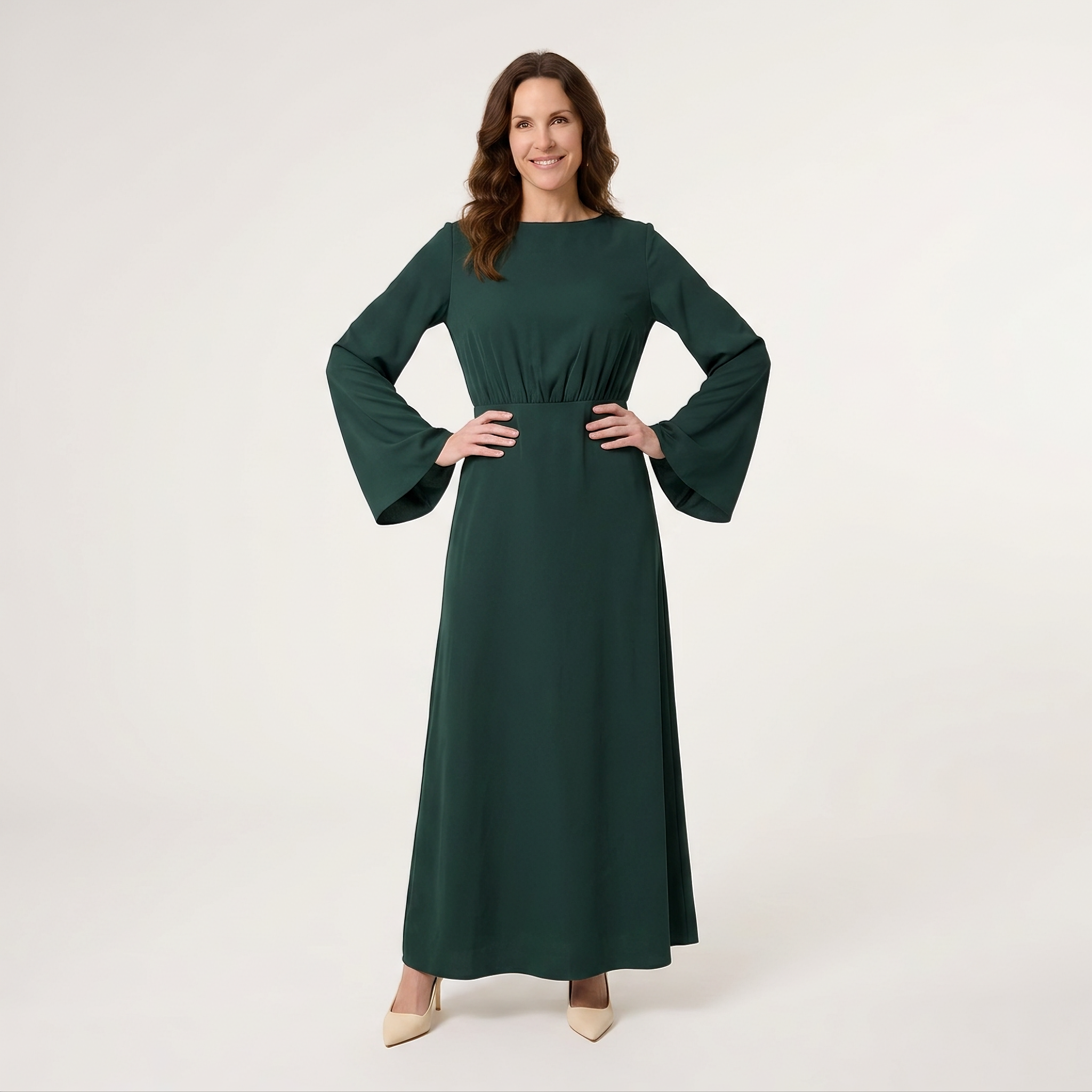 Emerald Bell Sleeve Gown