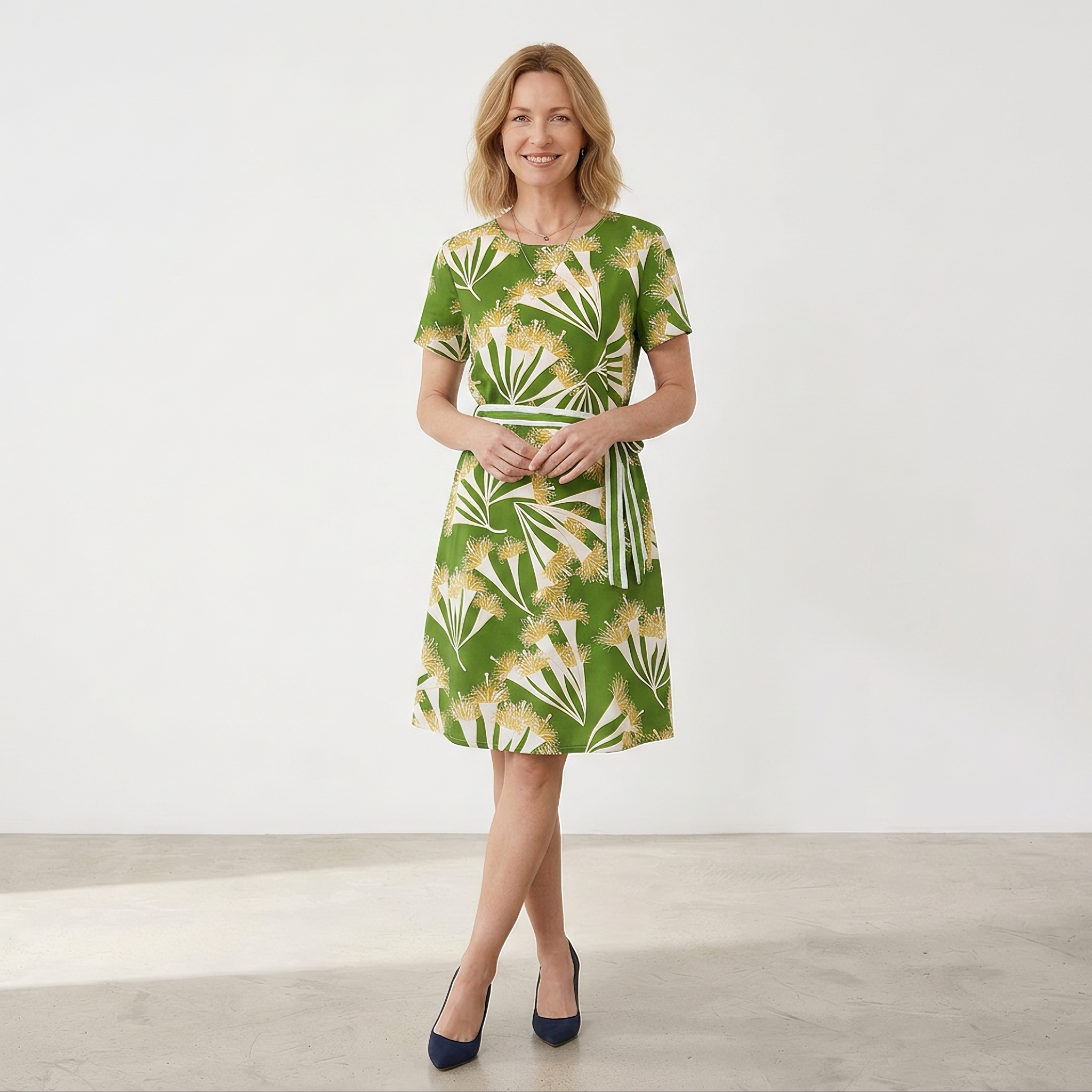 Botanical Fan Print Dress
