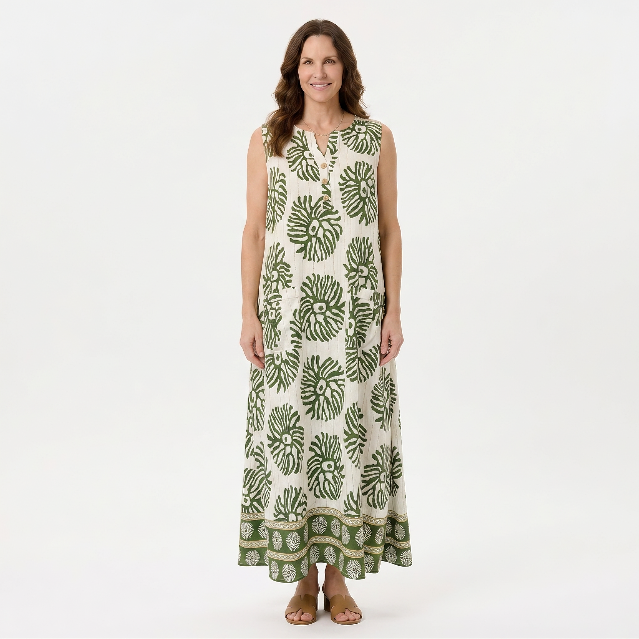 Block Print Maxi Dress