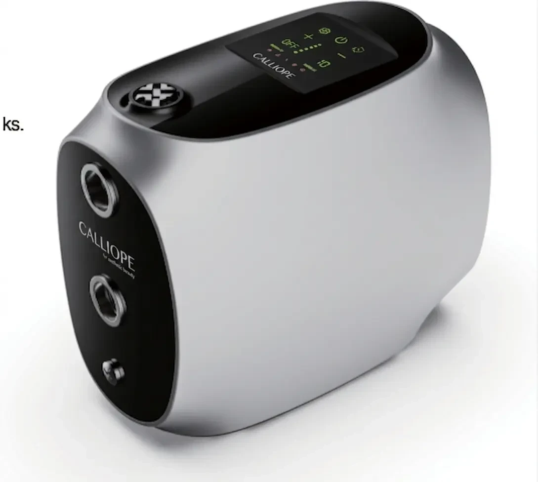 PYPZ-E permanent magnet booster pump with stainless steel housing, twin ports and touch control panel on a white background