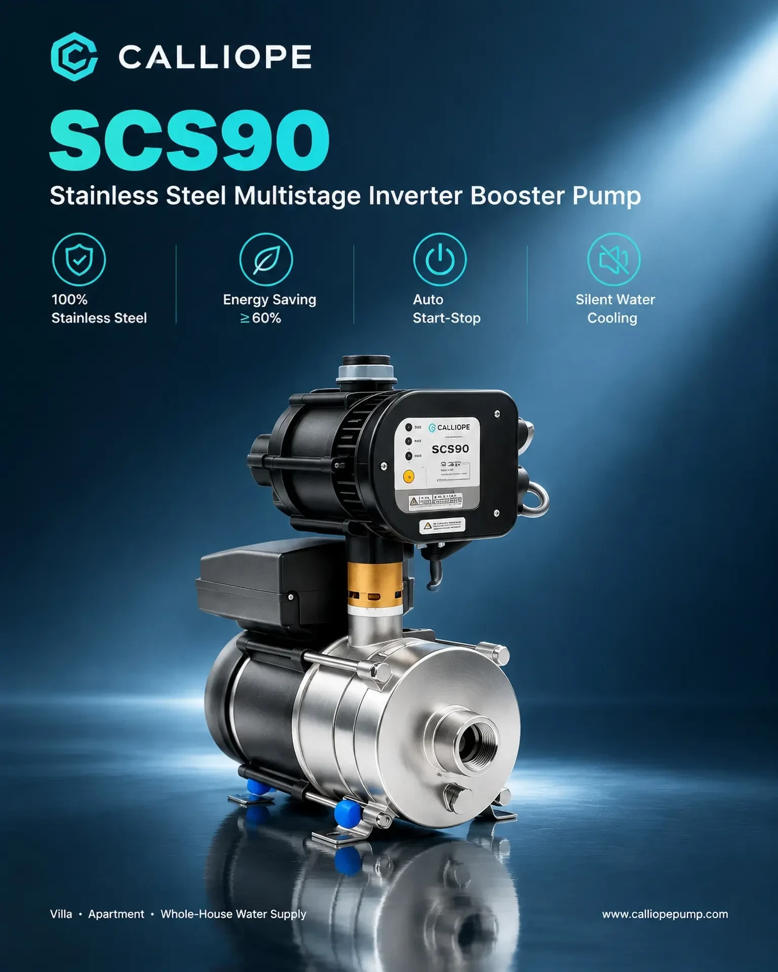 SCS90 stainless steel multistage inverter booster pump model sheet