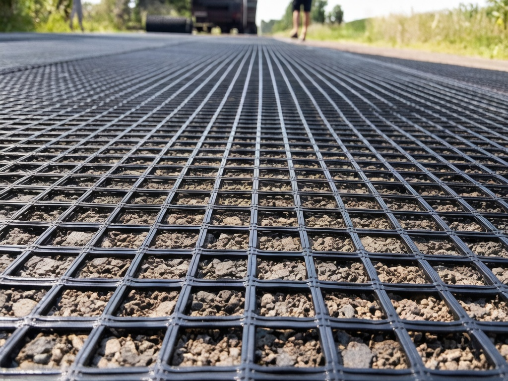 PicoGrid FG™ Coated Fiberglass Geogrid Roll Showing Grid Structure and Coating Detail