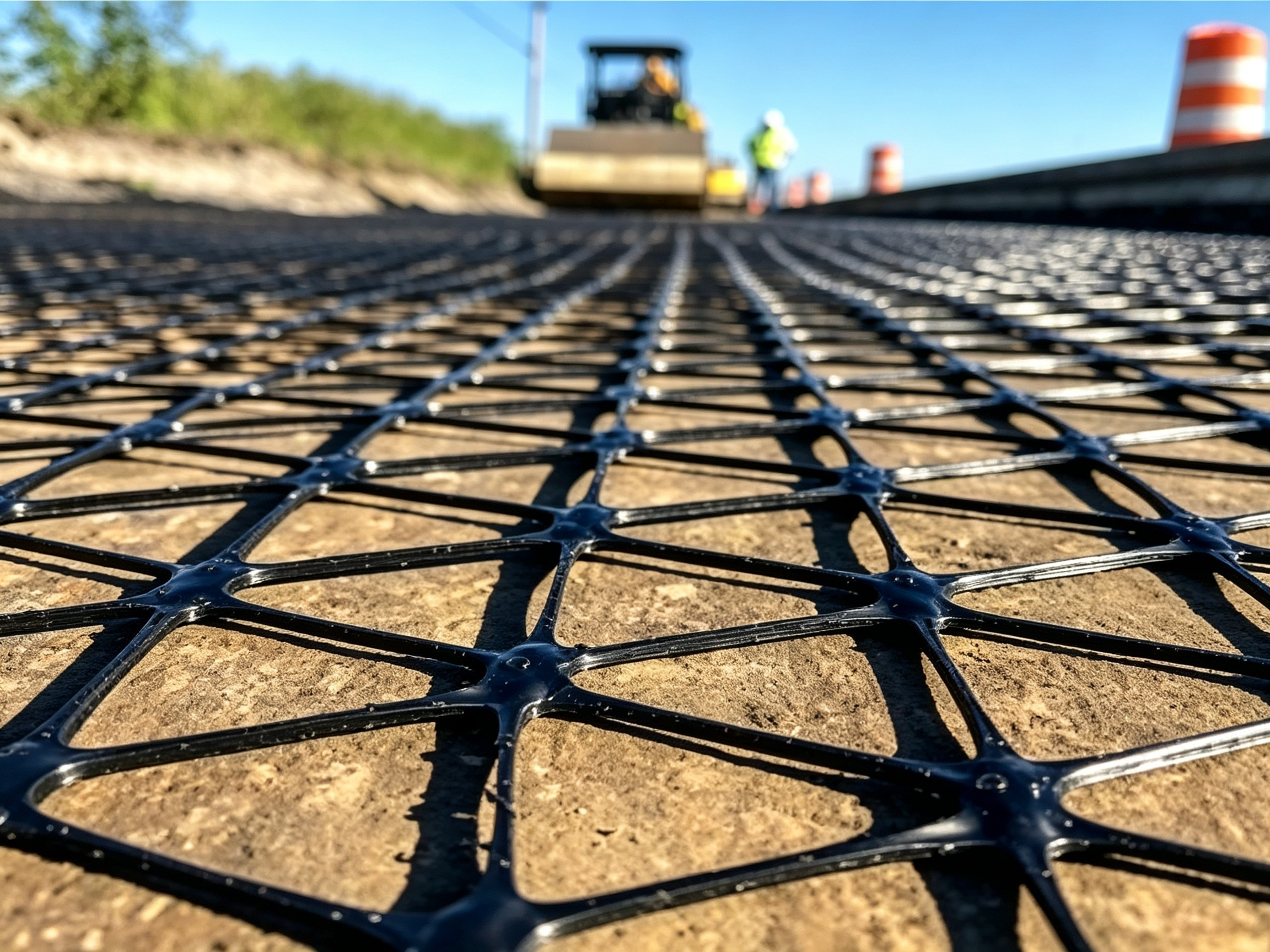 PicoGrid M™ Multidirectional Geogrid Expanded View Showing Polygonal Apertures and Interconnected Ribs