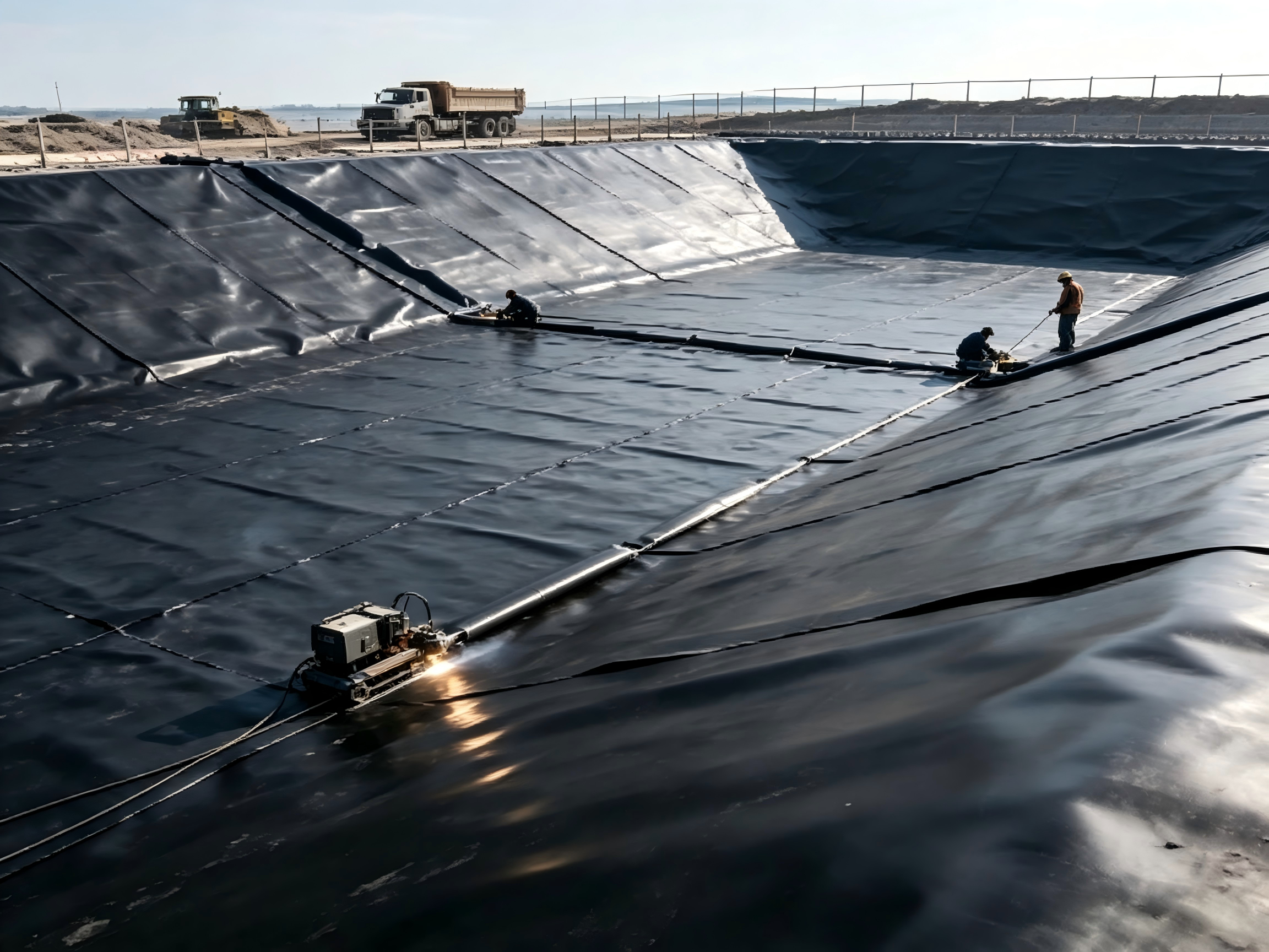 PicoMem™ HDPE Geomembrane Roll Close-up Showing Smooth Black Surface Texture