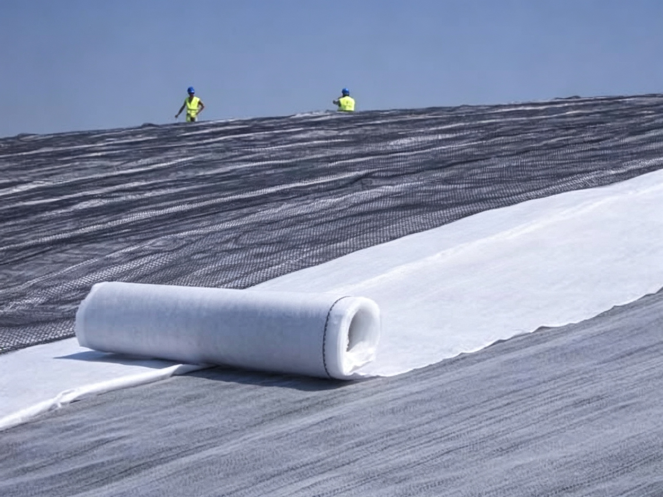 PicoDrain Geonet™ HDPE Geonet Core Revealed with Geotextile Lifted Showing Biaxial Structure