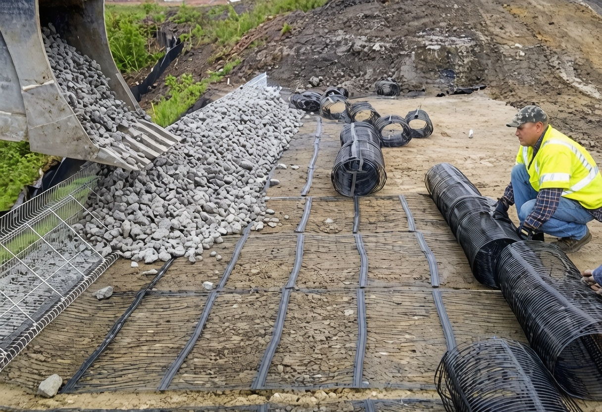 Uniaxial Geogrid Roll Close-up