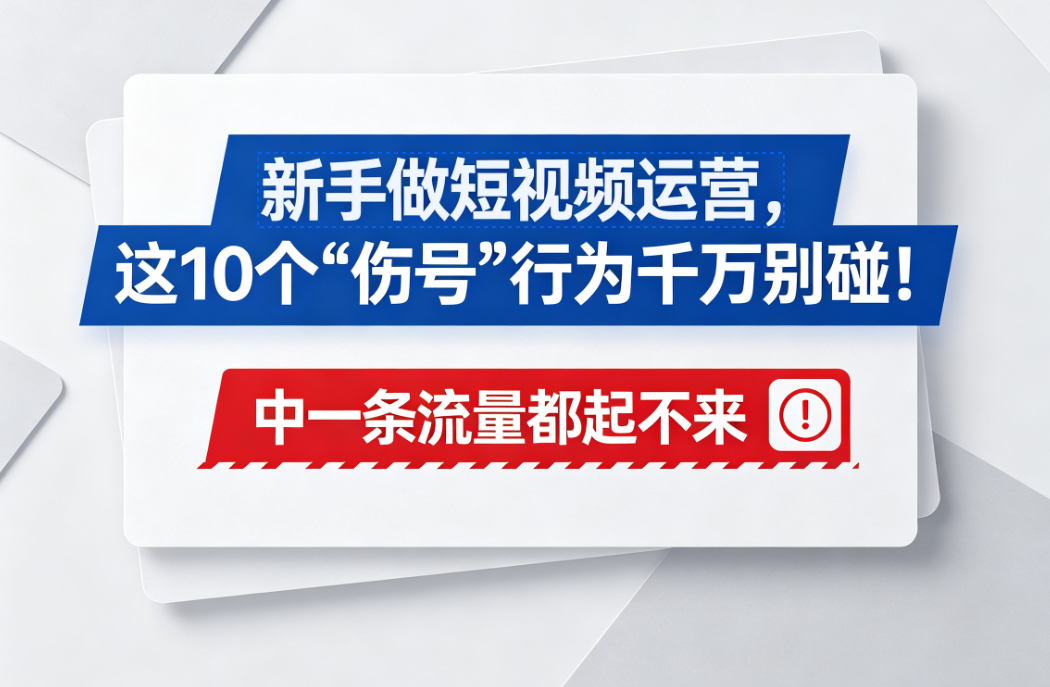 新手做短视频运营,这10个“伤号”行为千万别碰!中一条流量都起不来