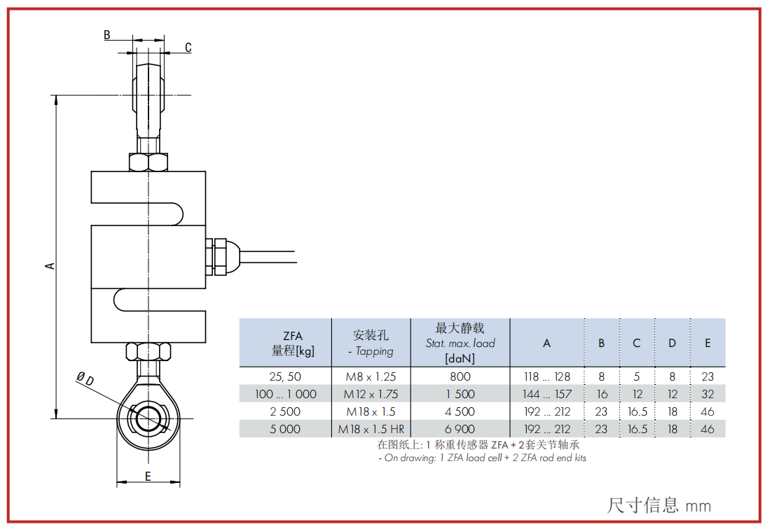 ZFA 关节轴承拉式安装模块尺寸工程图