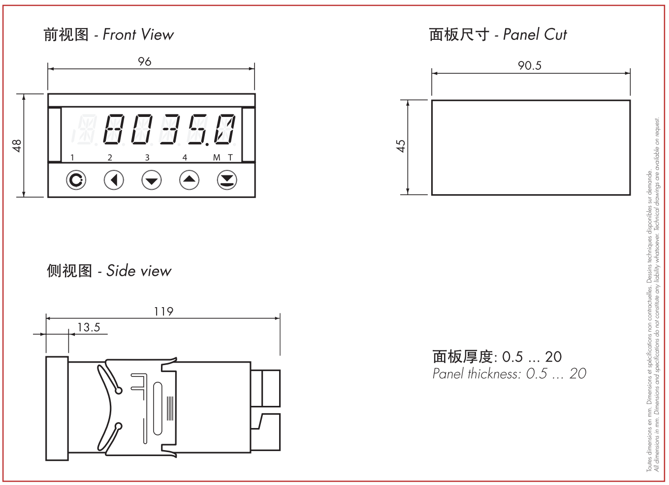 IM-IP 模拟传感器显示器尺寸图