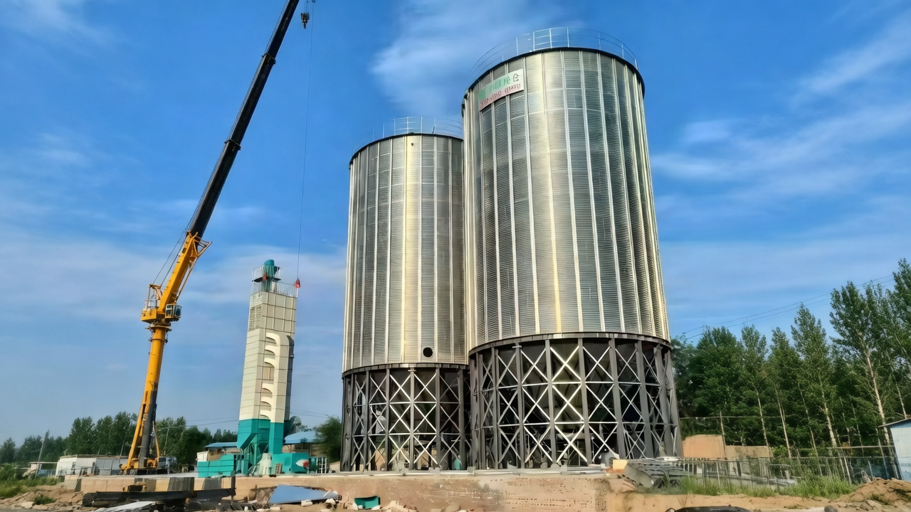Flat-Bottomed Grain Silo
