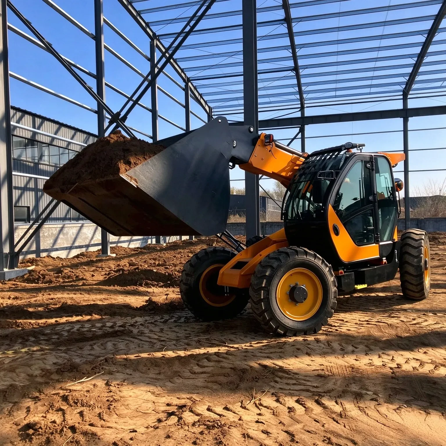 Backhoe loader working on site