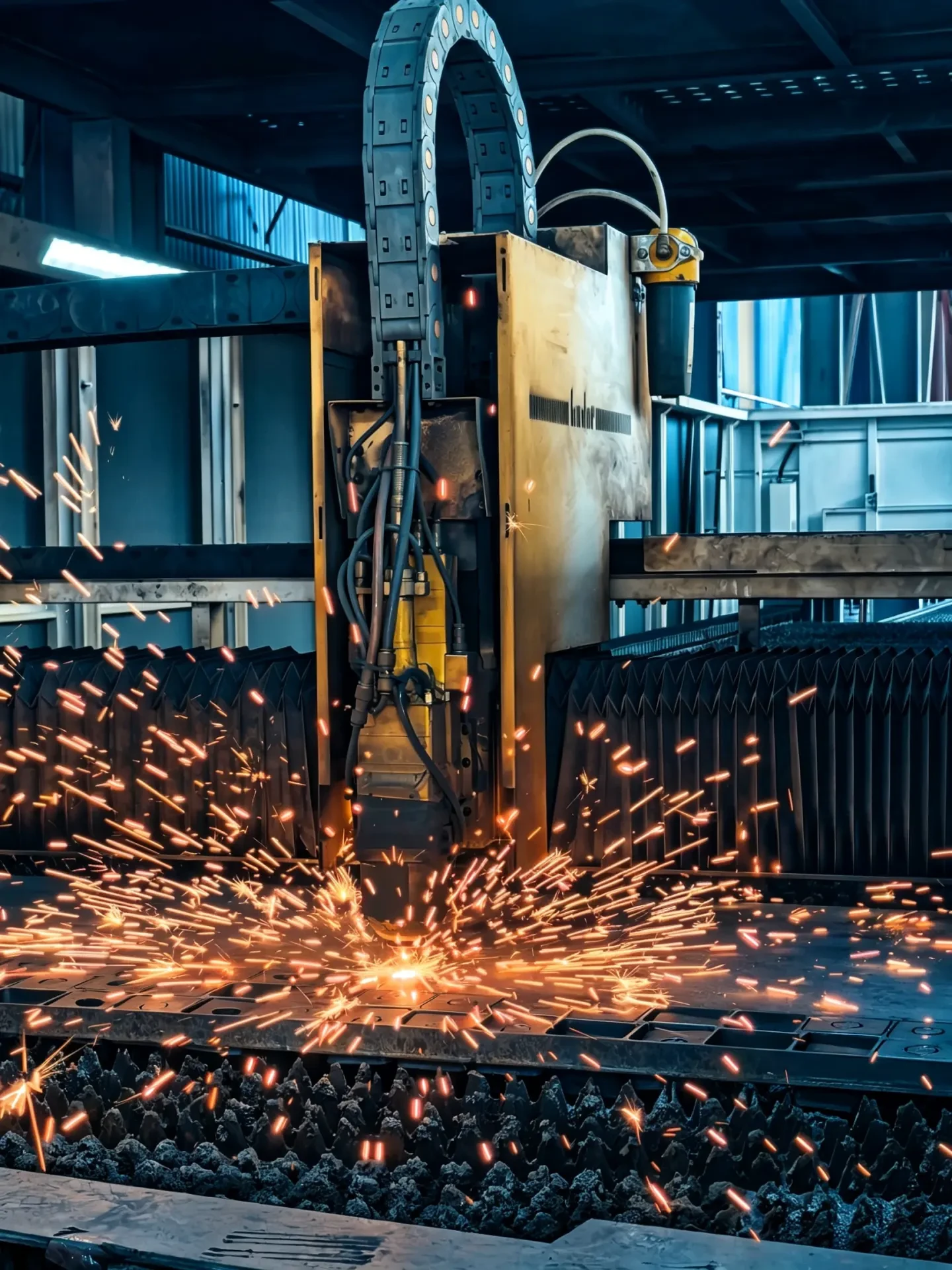 Flame cutting of steel plates