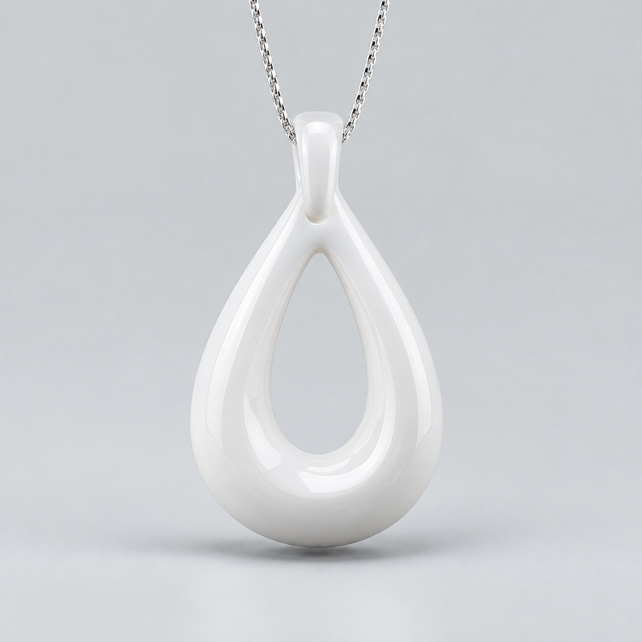 White Ceramic Teardrop Pendant