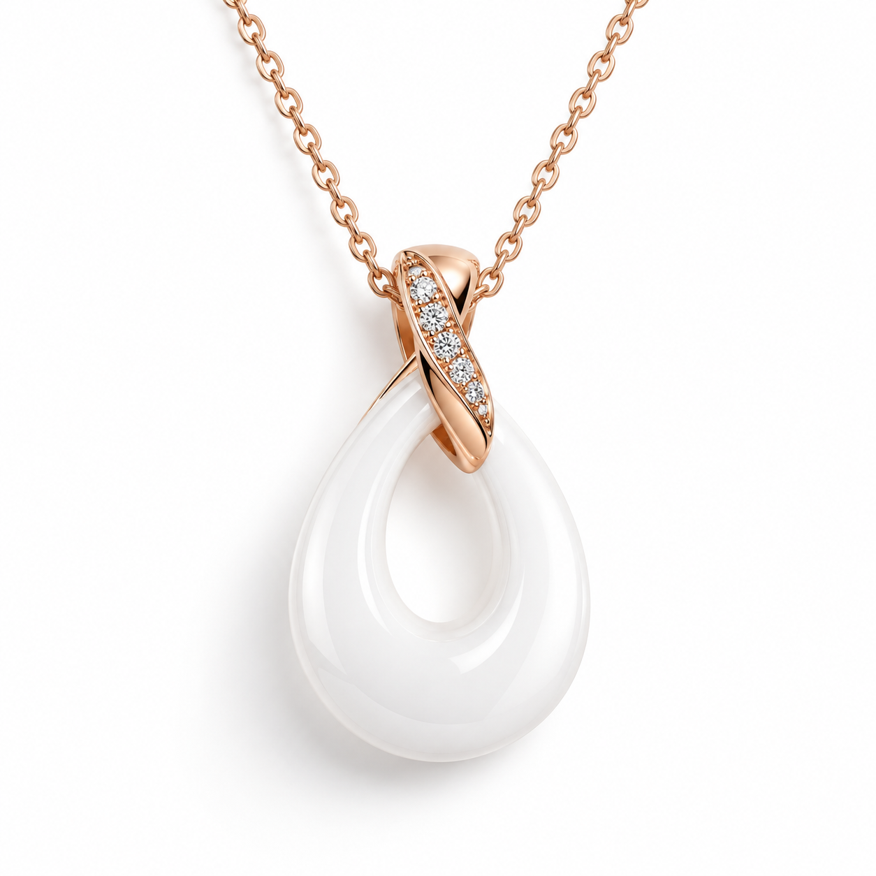 White Ceramic Teardrop Pendant