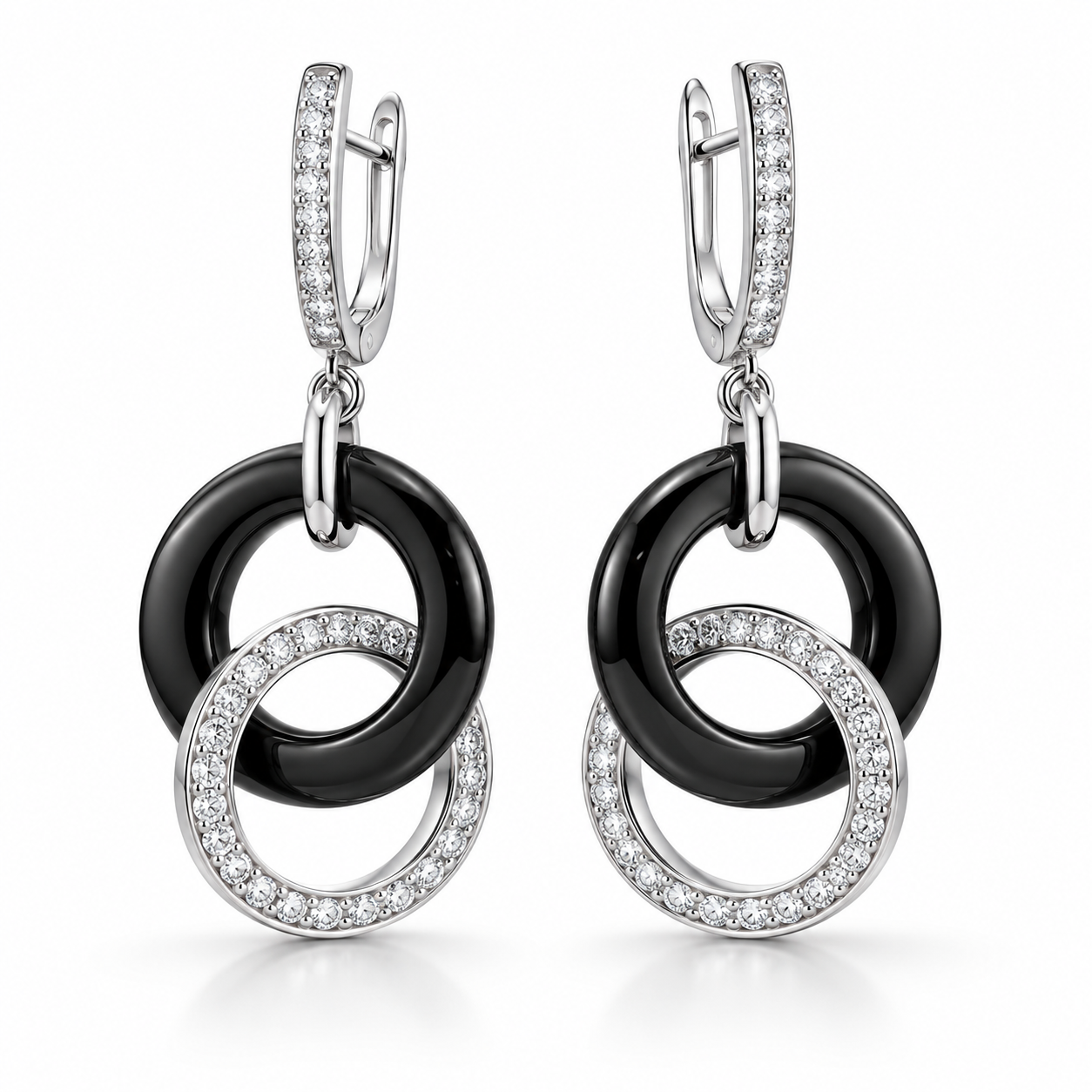 Black Ceramic Interlocking Earrings