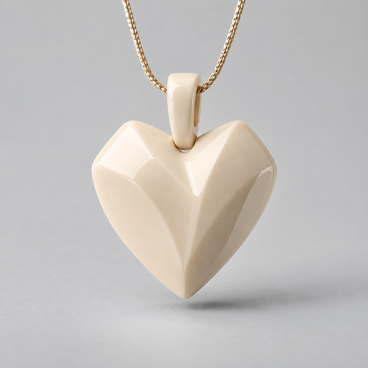 Ivory Ceramic Heart Pendant