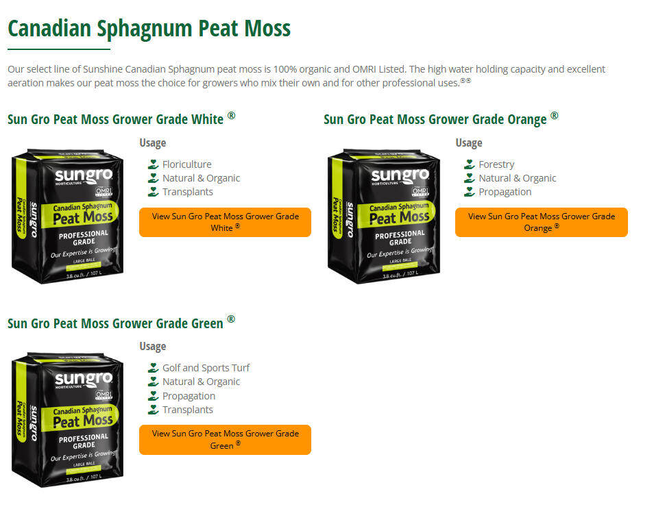 Sun Gro Peat Moss Grower Grade White®