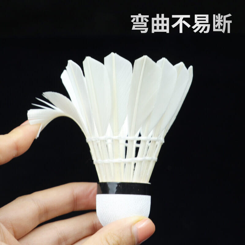 3_6_12-Pack of Professional, Durable, Unmarked White Goose Feather Shuttlecocks