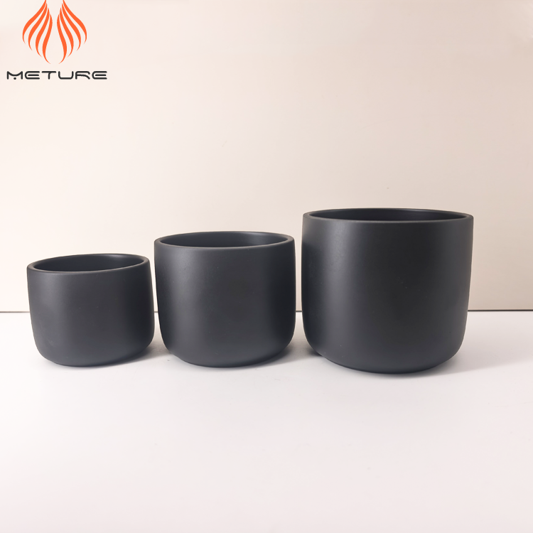 4oz-12oz Matte Black Ceramic Candle Jars
