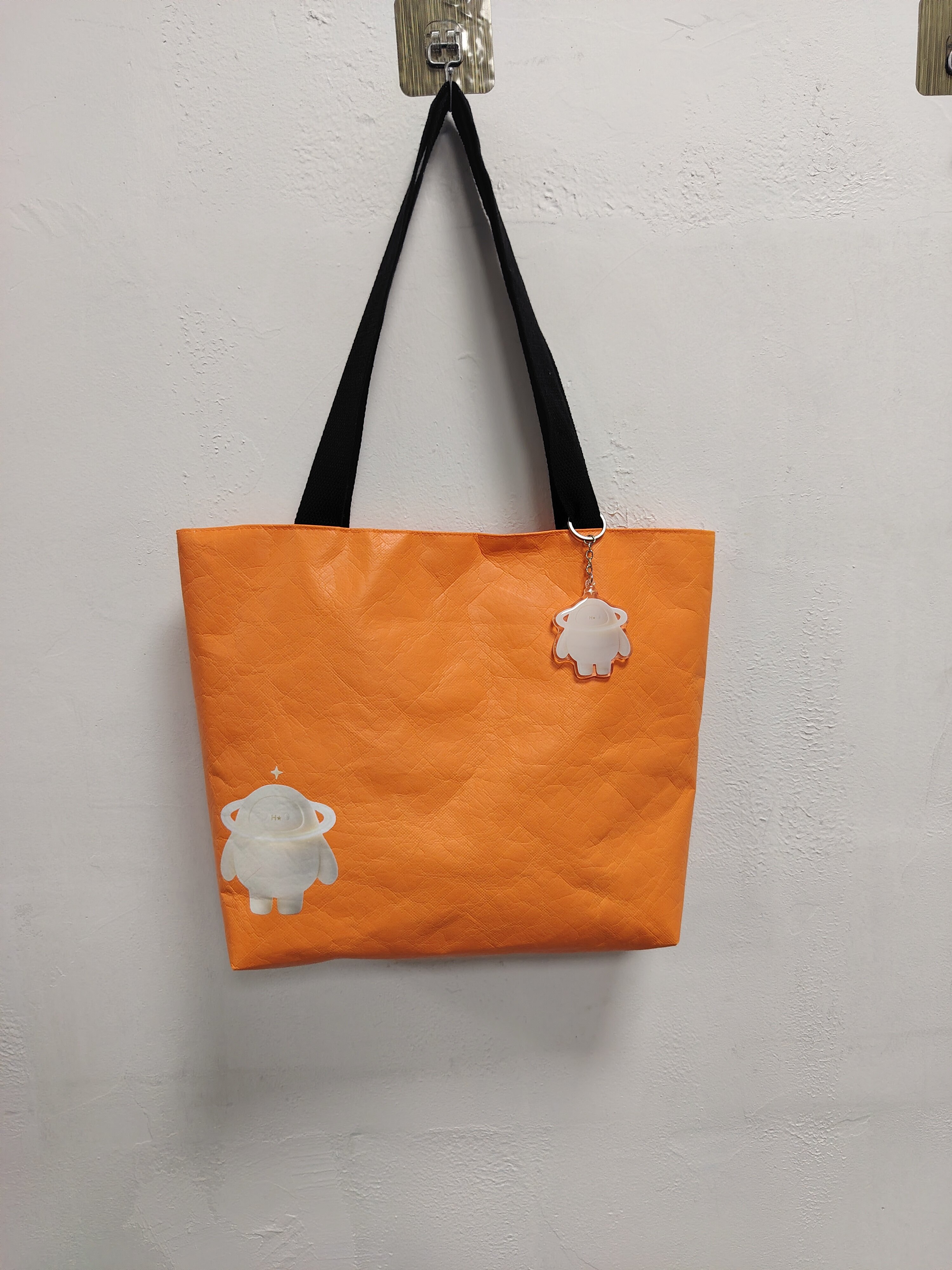 Tyvek tote bag + acrylic keychain