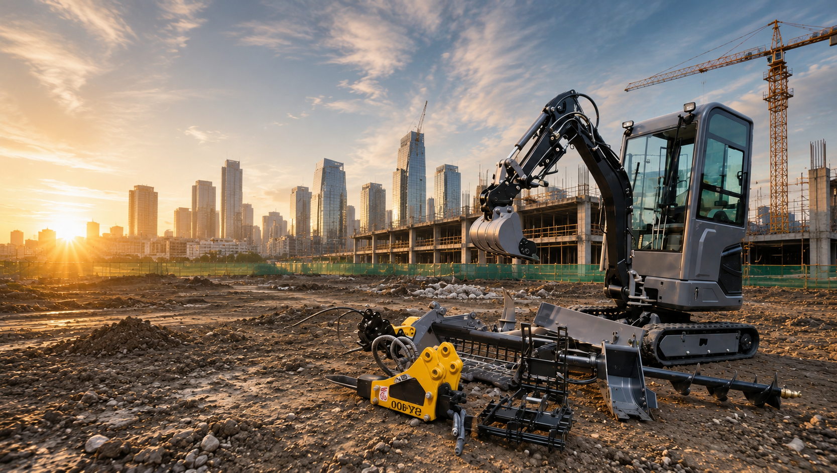 MEGREZ excavator on construction site