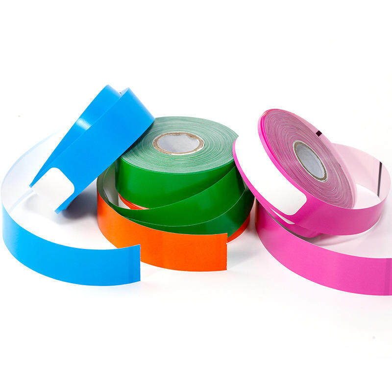 Colorful latex free patient wristband rolls in blue green orange and pink