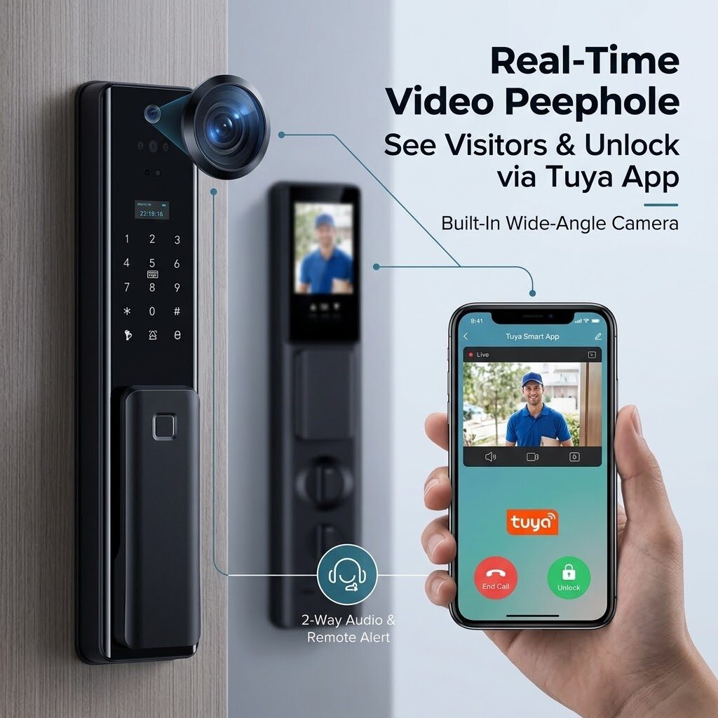 Tuya WiFi Fully Automatic 3D Face Recognition Visual Cat Eye Smart Door Lock thumbnail 4