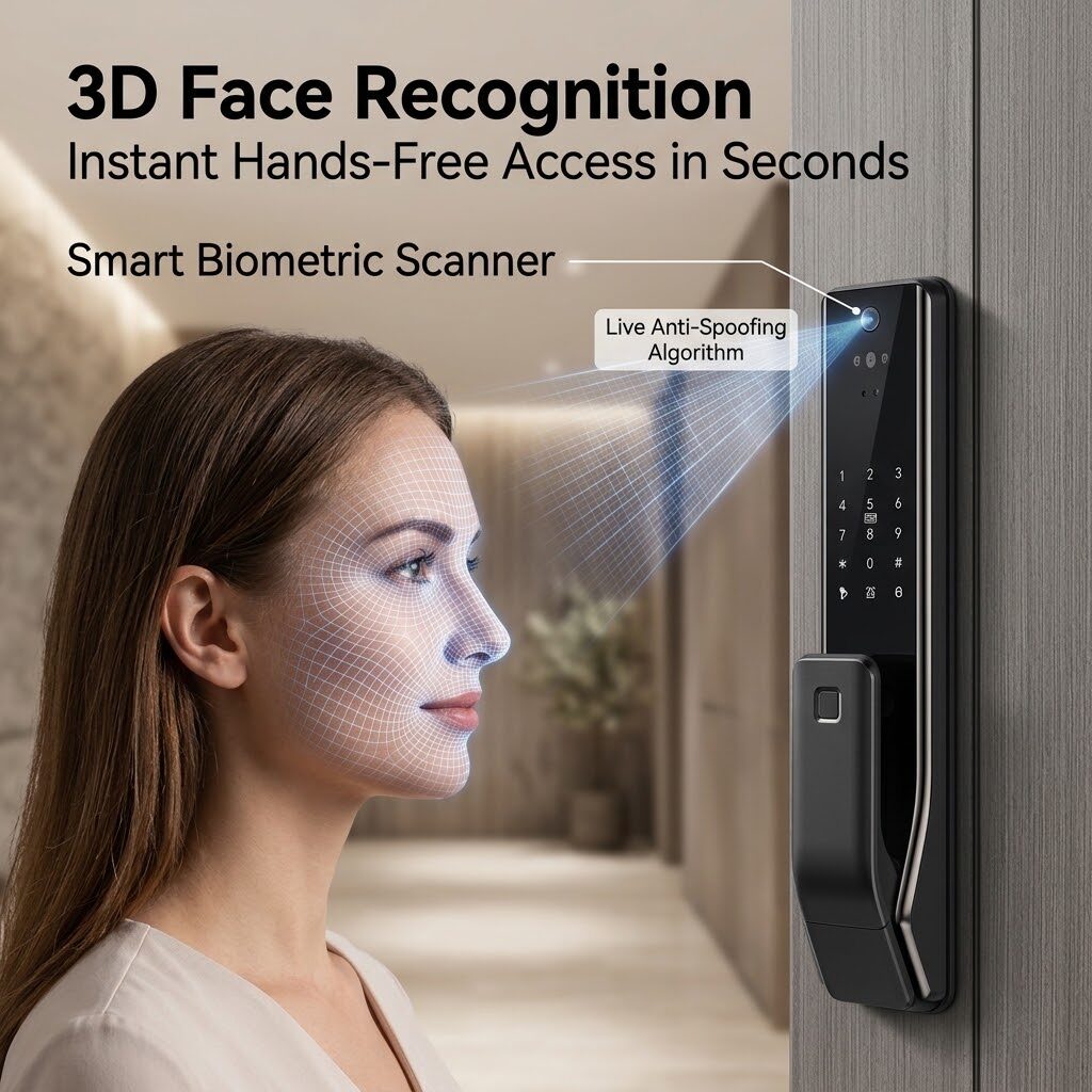 Tuya WiFi Fully Automatic 3D Face Recognition Visual Cat Eye Smart Door Lock thumbnail 2