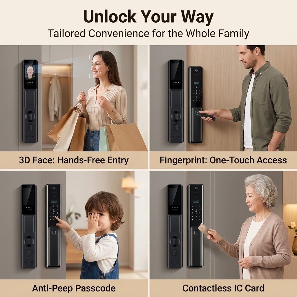 Tuya WiFi Fully Automatic 3D Face Recognition Visual Cat Eye Smart Door Lock thumbnail 6