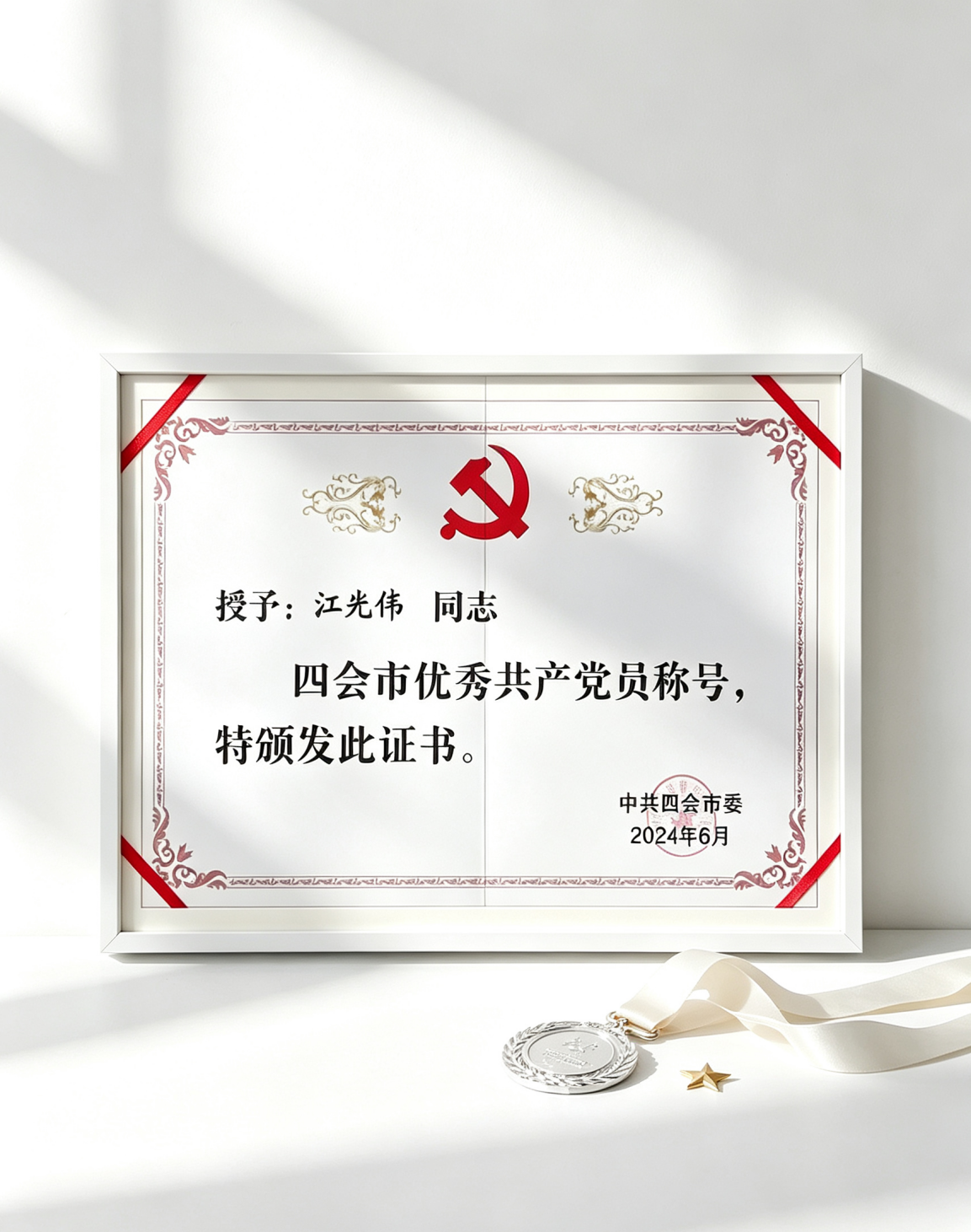 江先伟个人证书照