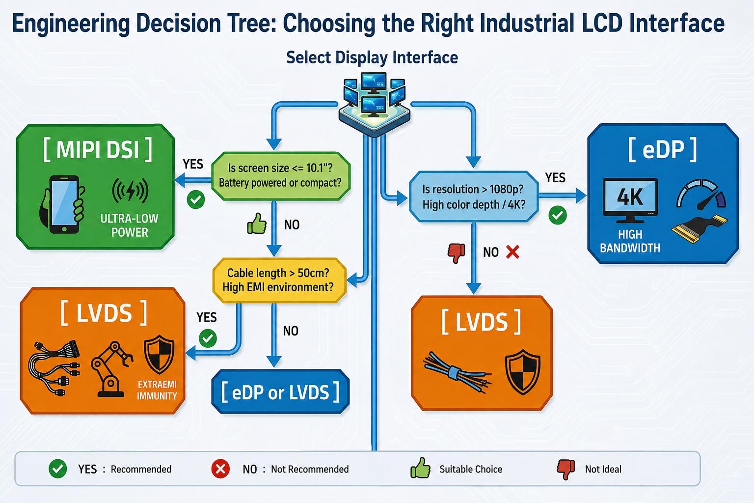 LVDS vs MIPI vs eDP: How to Choose the Right Interface for Your Industrial LCD Display