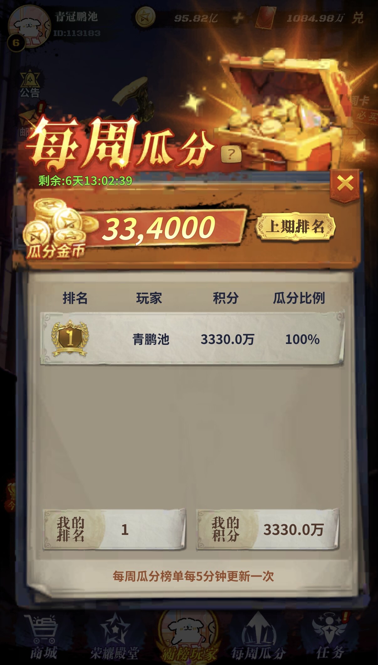 每周瓜分