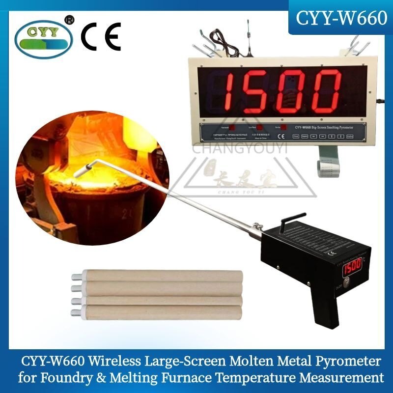 CYY-W660 Wireless Pre-Heating Liquid Iron Temperature Gauge — Wireless Large-Screen Iron Pyrometer
