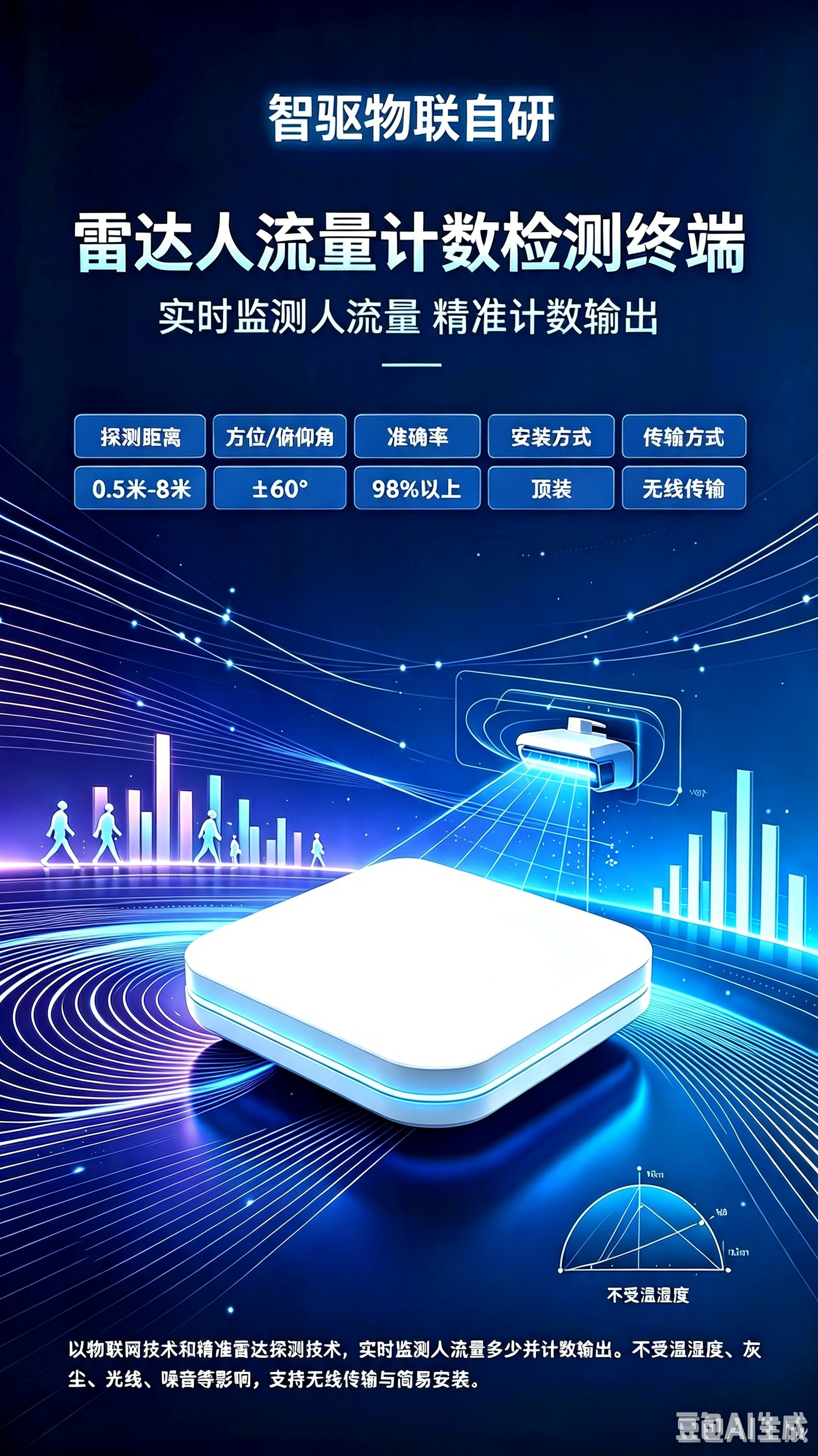 雷达人流量计数检测无线终端