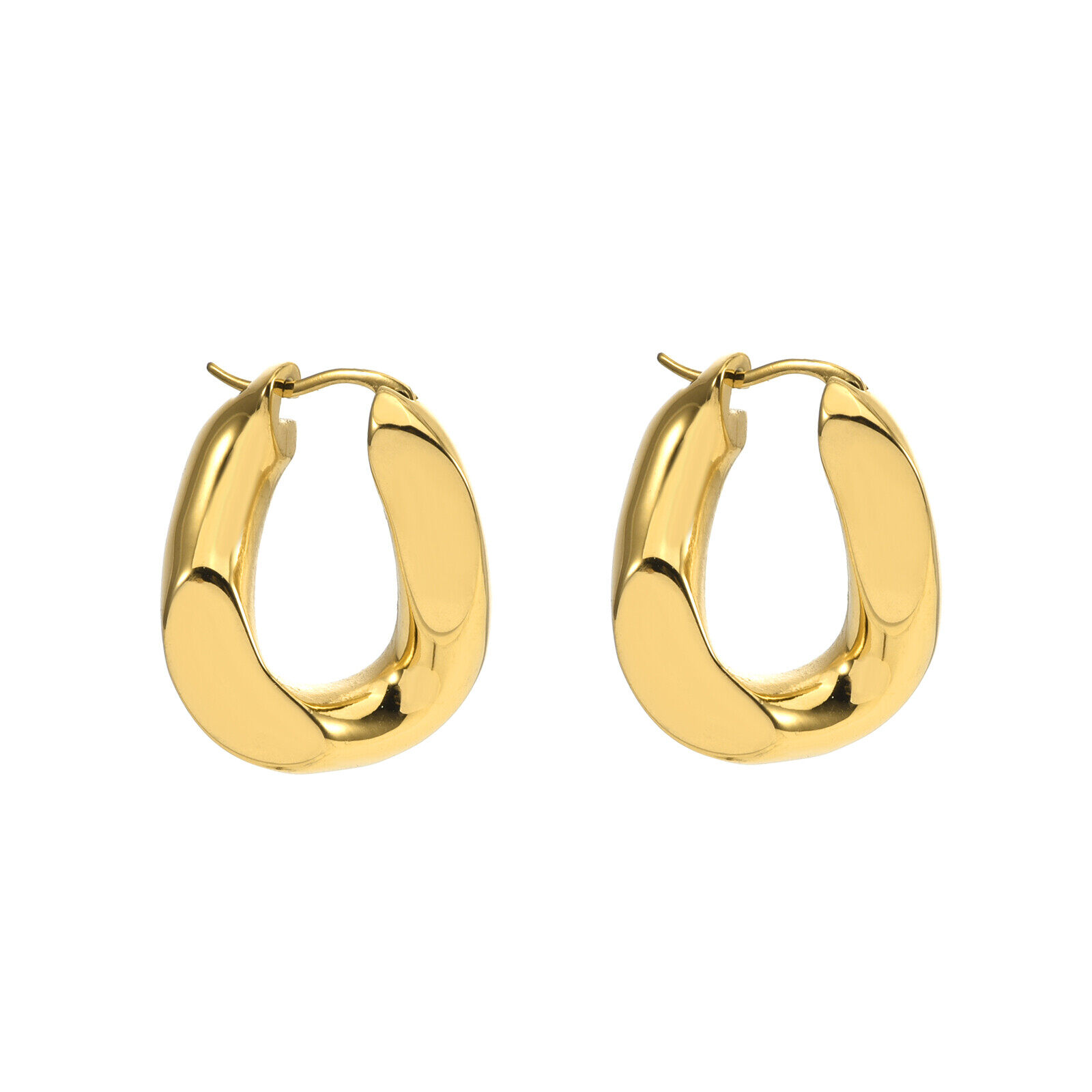 Round Edge Teardrop Huggie Earrings
