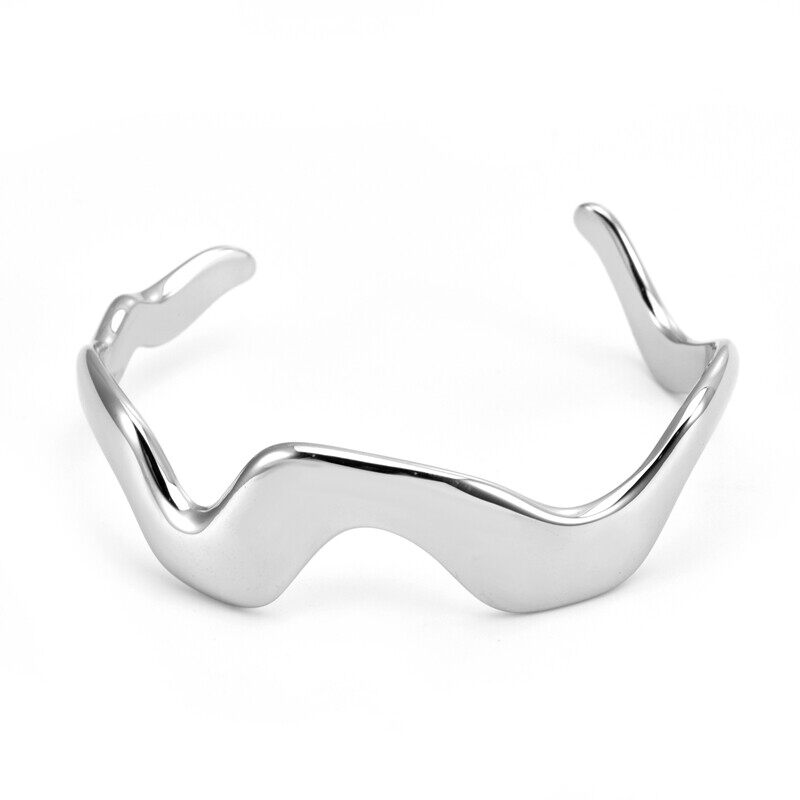 Wavy Geometric Open Cuff Bangle